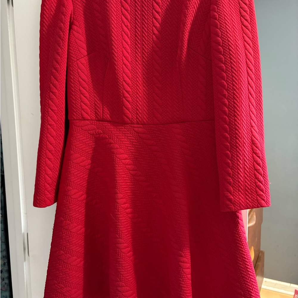 Elegant Red Cable Knit Dress